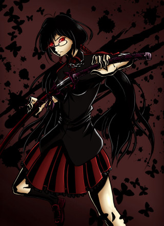 Woman sword blood black dress - gothic free wallpaper for mobile