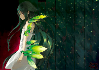 Girl long hair green leaves - firefly free wallpaper