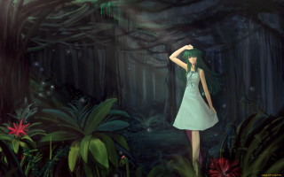 Woman white dress forest trees 3 - a forest free wallpaper for desktop