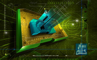 Green blue object yellow blue - design free wallpaper