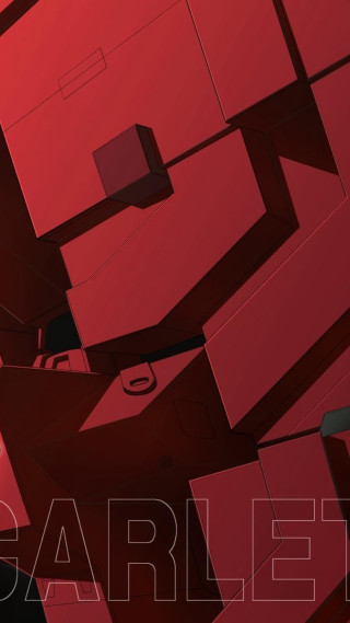 Red poster boxes parallel white - deconstructivism free wallpaper for mobile