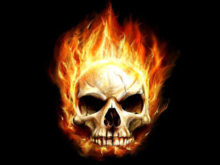 Skull flames face eyes burning - skull free wallpaper