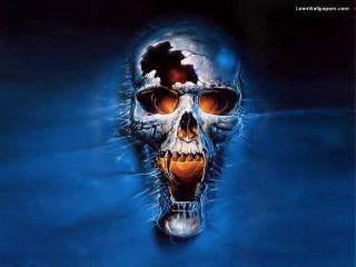 Skull glowing face teeth blue - skull free wallpaper for desktop