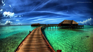 Wooden pier hut beach clear 8 - a hut free wallpaper