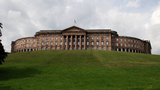 Large building hill flag flagpole - carel willink free wallpaper
