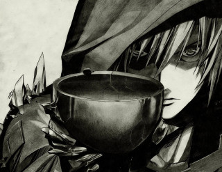 Woman pot knife drawing art - a pot free wallpaper