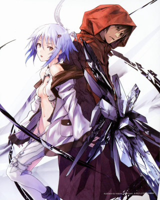 Anime characters swords red hoodie - a couple of anime characters free wallpaper for mobile