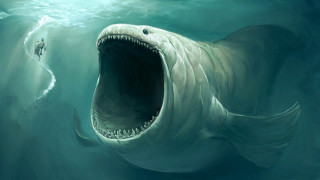 Giant shark mouth open water - ed binkley free wallpaper