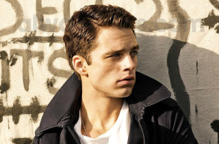 Man black jacket leaning wall 2 - beautiful bone structure free wallpaper