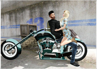 Virtual world blue motorcycle evelyn - virtual free wallpaper