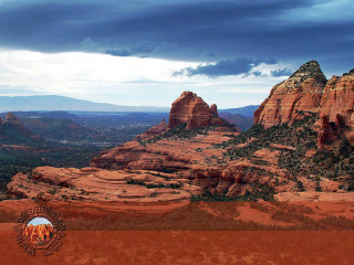 Valley mountains cloudy sky person - scenic free wallpaper