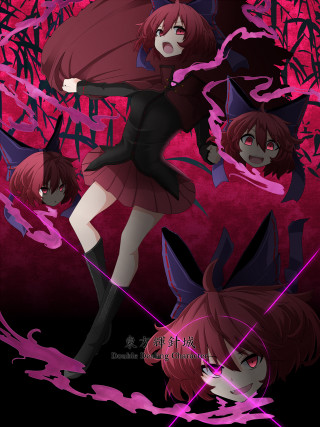 Redhair girl cat ears black - free cyberpunk wallpaper