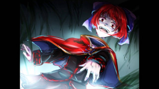 Red haired woman cape glowing - free halloween wallpaper