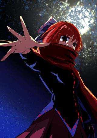 Woman red hair scarf hands - a sky full free wallpaper