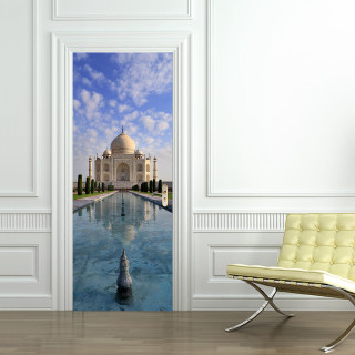 Door view building pool middle - photorealistic imagery free wallpaper for tablet