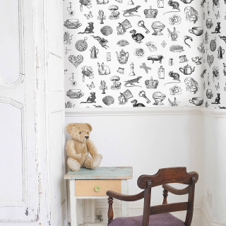 Teddy bear chair wall pattern - folk art free wallpaper for tablet