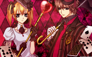 Couple umbrellas red background playing - card free wallpaper