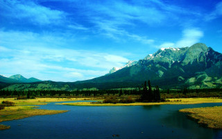 Lush green river mountains cloudy 2 - peak free wallpaper for desktop