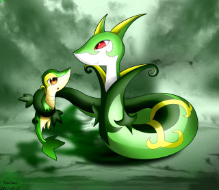Green yellow snake cloudy night - snake free wallpaper