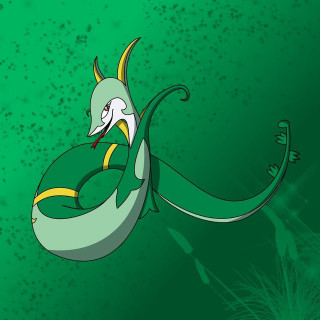 Green yellow dragon long tail - tail free wallpaper for tablet