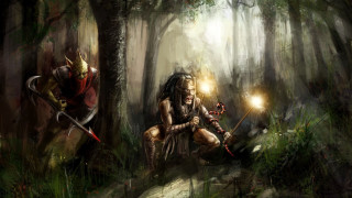 Man holding sword forest two - a sword in a forest free wallpaper