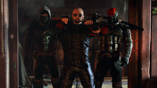 Costumed people guns open door - a door open free wallpaper