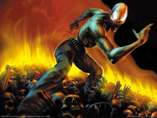 Masked man running firefield skulls - a white mask free wallpaper