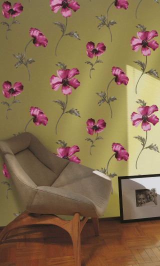 Chair flowerpattern woodenfloor butterfly daisy - a flower pattern free wallpaper