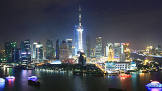 City skyline night boats water - cui bai free wallpaper