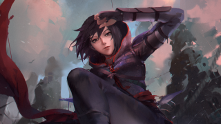 Woman sword fantasy setting trees - atey ghailan free wallpaper