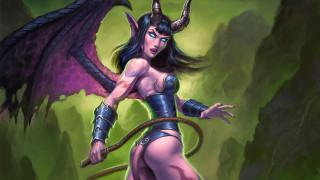 Woman horns whip dragon creature - horn free wallpaper