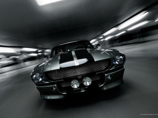 Black white mustang tunnel headlights - a tunnel free wallpaper