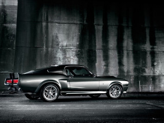 Mustang black white photo dark 2 - a concrete wall behind free wallpaper