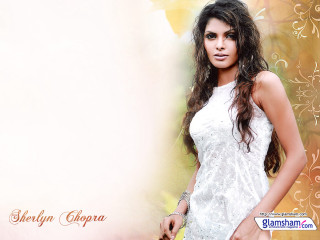 Woman white dress posing picture 2 - a background of flowers free wallpaper