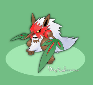 Cartoon pokemon green leaf shock - sharp free wallpaper for tablet