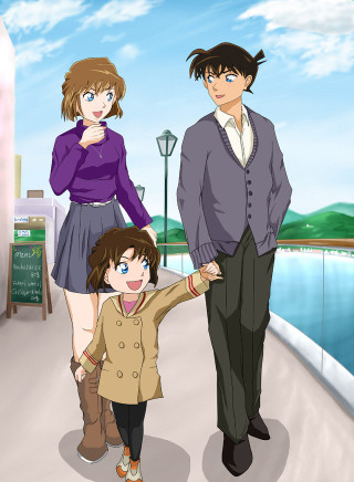 Man woman holding hands sidewalk - an anime drawing free wallpaper for mobile