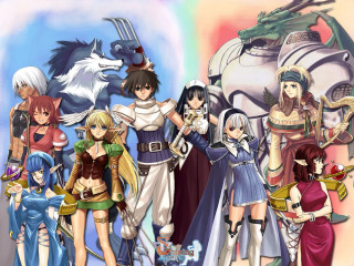 Anime girls rainbow dragon woman - a rainbow background free wallpaper for desktop