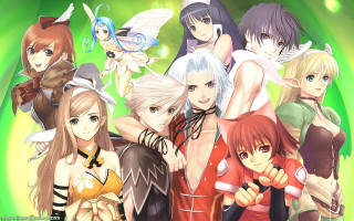 Anime girls green background green - a green light free wallpaper