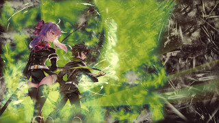Anime couple green background black - baiōken eishun free wallpaper for desktop