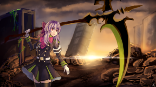 Girl sword giant green object - autodestructive art free wallpaper