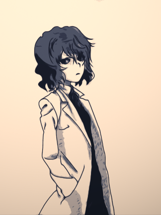 Woman trench coat tie moon - flat free wallpaper for mobile