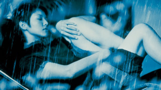 Couple sitting rain blue background - a blue background behind them free wallpaper