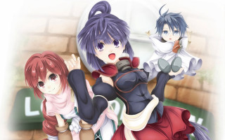 Three anime girls red dress - three anime girl free wallpaper