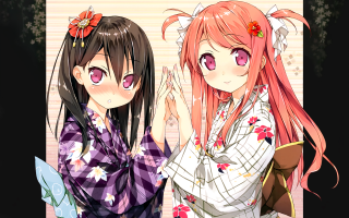 Anime girls pink hair flower - pink eye free wallpaper