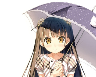 Girl long hair holding umbrella - an umbrella free wallpaper