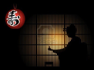 Man dark room red lantern - eishōsai chōki free wallpaper