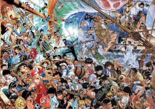 Pirate boat group maximalism detailed - a large group of people free wallpaper