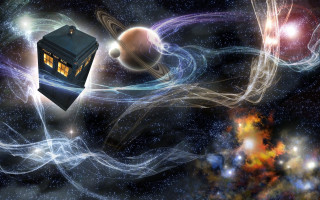 Tardish floating sky stars planet - a planet in the background free wallpaper for desktop