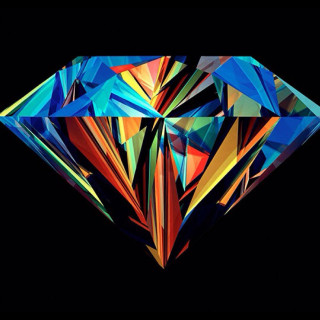 Colorful diamond black background blue - crystal cubism free wallpaper for tablet