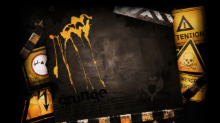 Black yellow wall skull sign - grunge free wallpaper